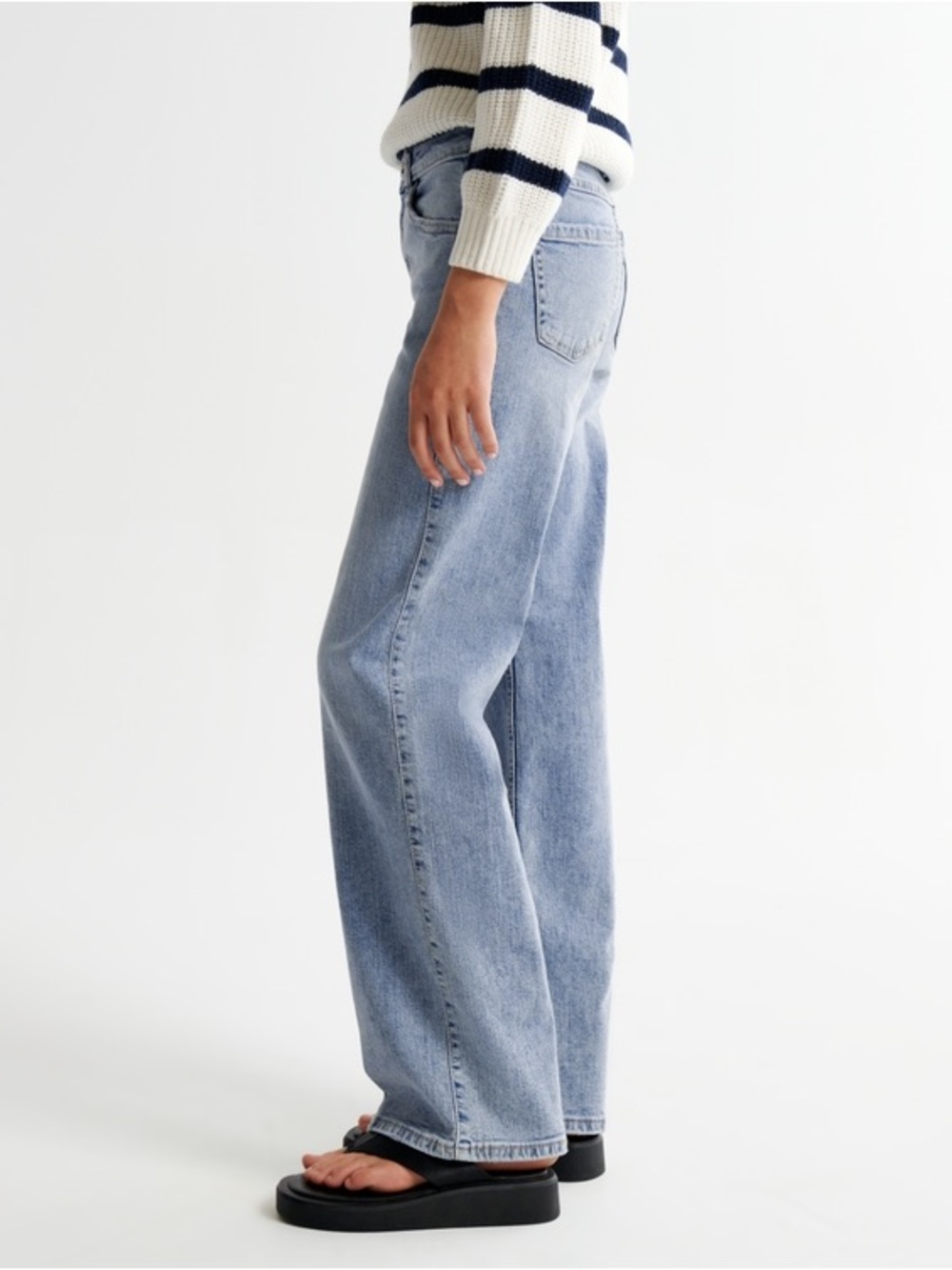 Abercrombie kids high rise wide leg jeans girl size 17/18 long blue baggy grunge - Picture 2 of 13